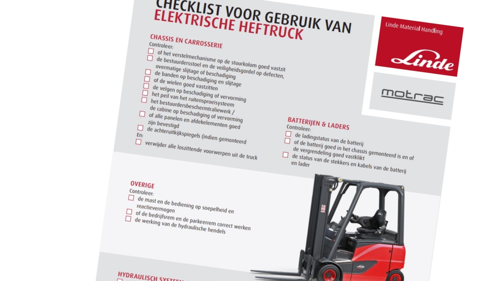 Checklist periodieke controle heftruck