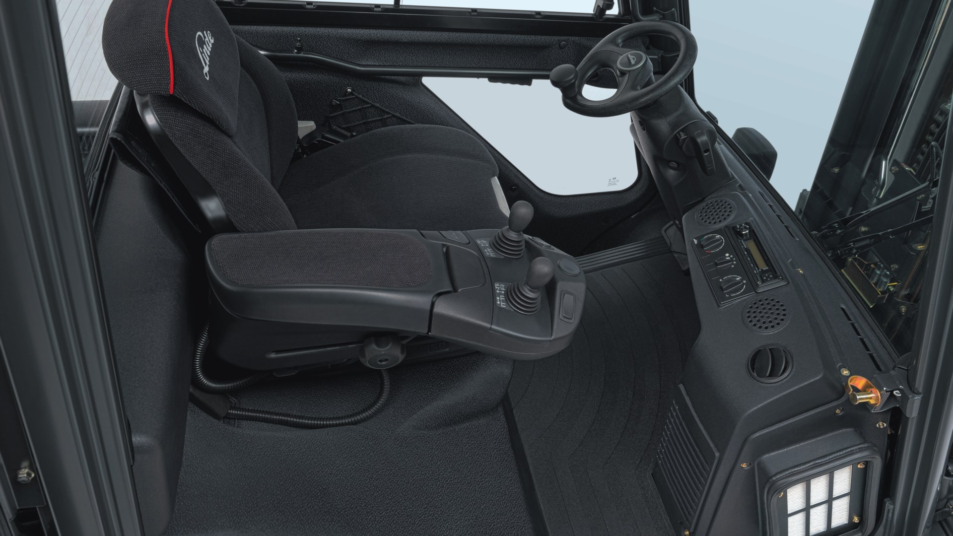 Bijzonder ergonomisch - het bestuurderscompartiment van een Linde truck