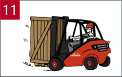 Rijd nooit vooruit, wanneer het zicht door de last wordt belemmerd.