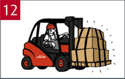 Controleer of de last goed is opgestapeld en zich in het midden van de vorken bevindt.