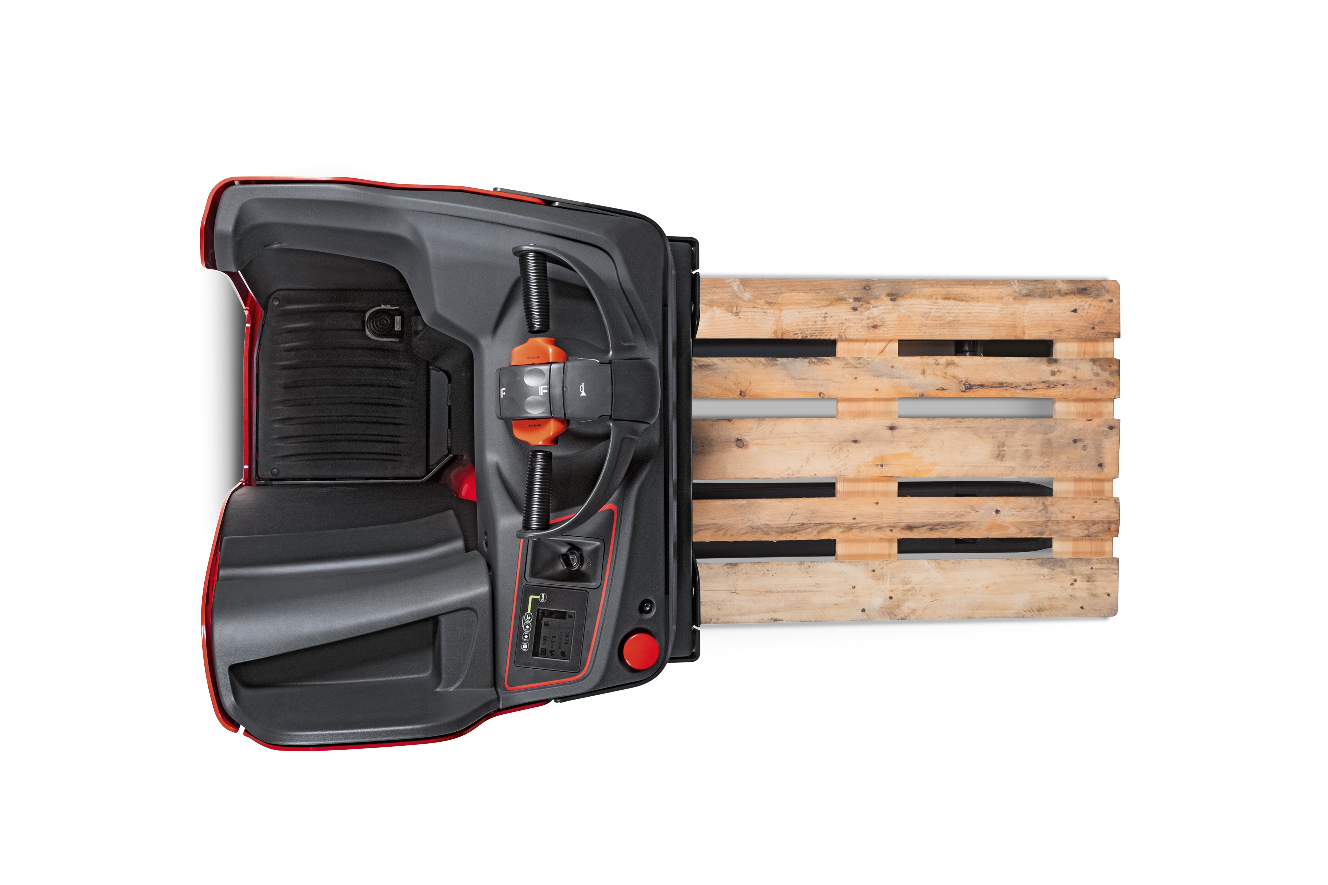 Linde T20SF van bovenaf met pallet