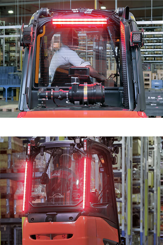Linde led stripes achter op truck