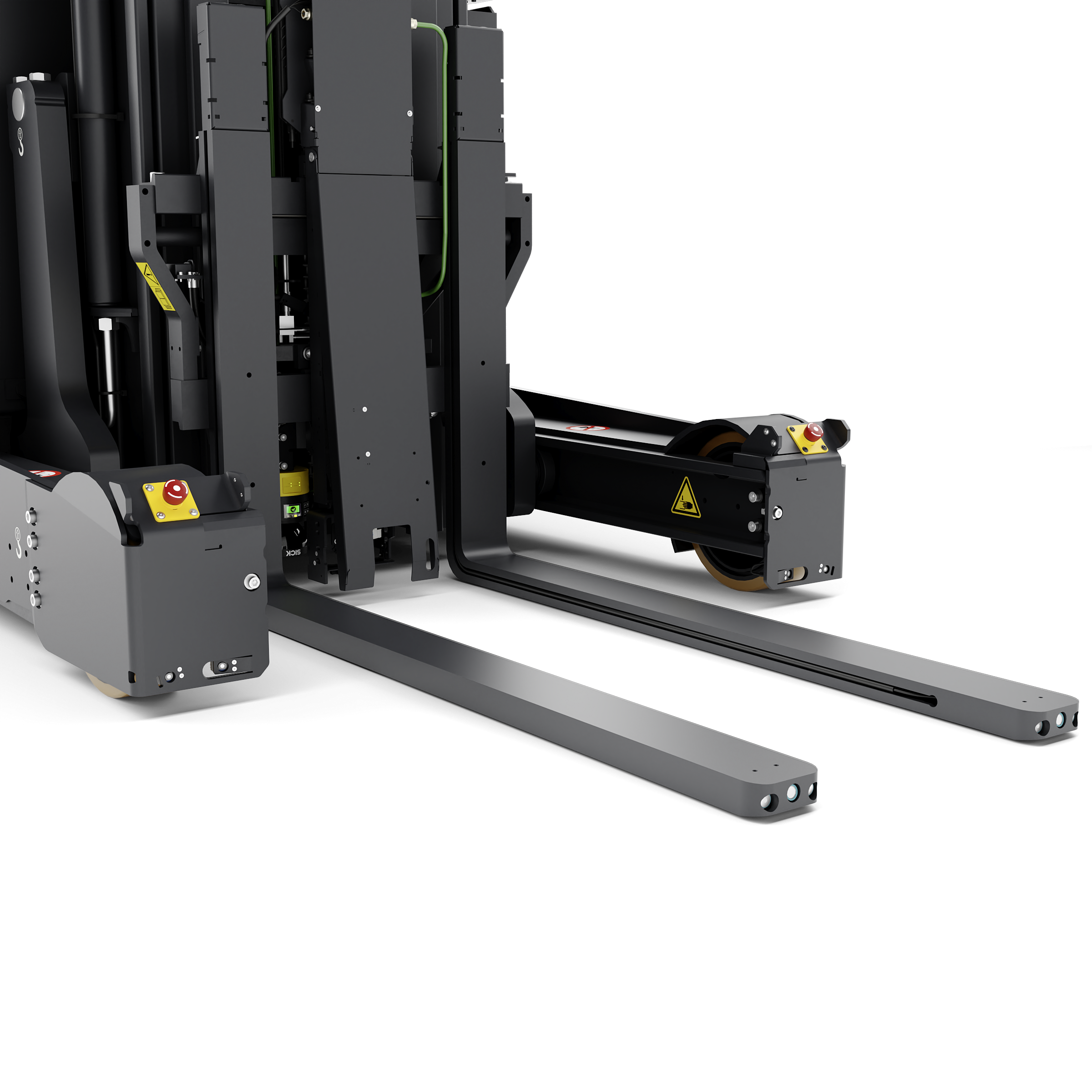 Linde R Matic k met noodrem op de vorken