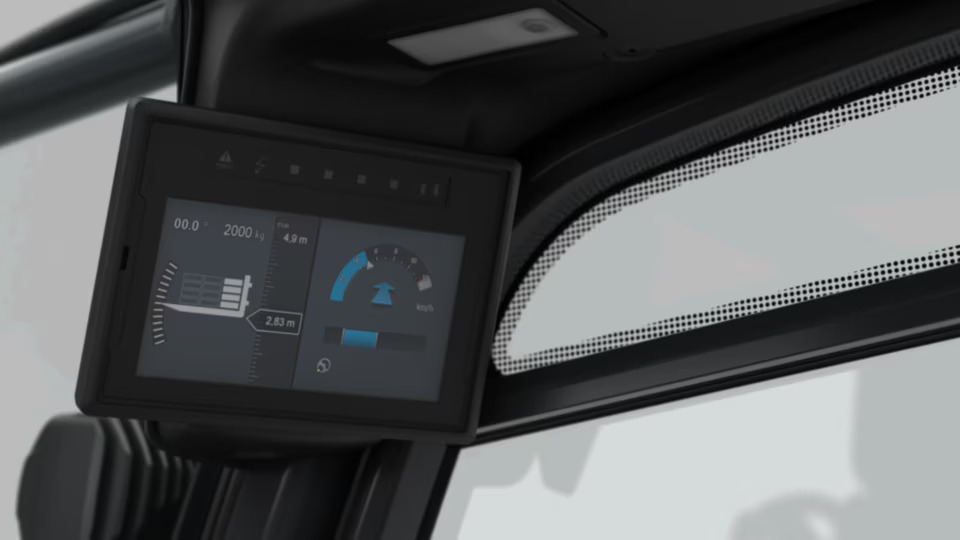 Multifunctioneel display op een Linde heftruck